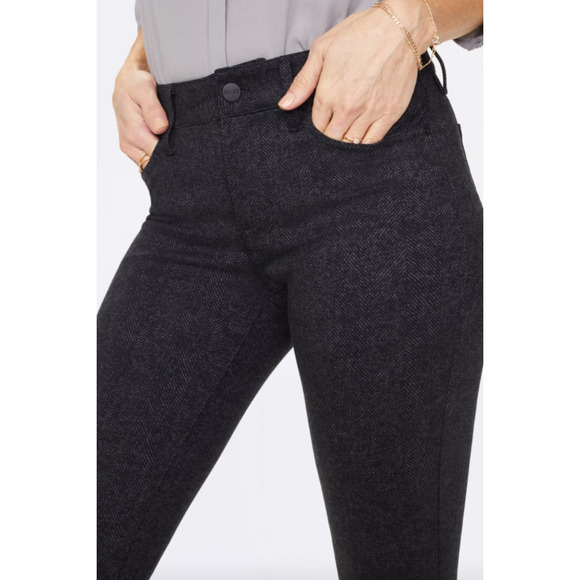 NYDJ Women's Straight Pants In Ponte Knit Herringbone 00 Petite - Picture 2 of 4